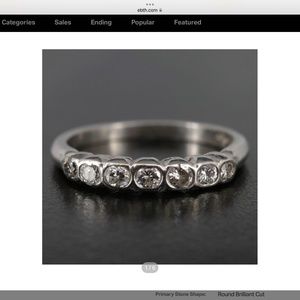 Vintage Platinum Diamond Ring Band Stackable .31 ct 4 gram EUC